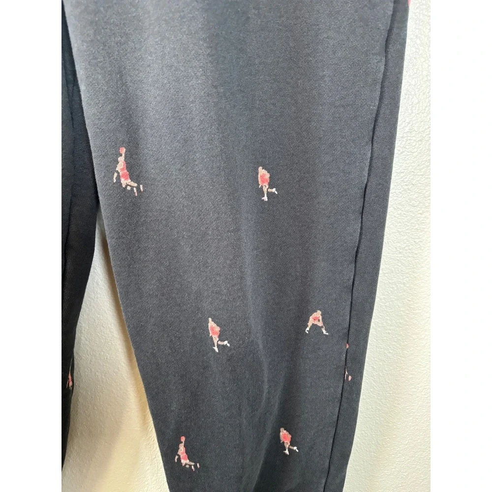 Jordan Mens XXL Black All Over Jumpman Logo Fleece Jogger Sweatpants Drawstring